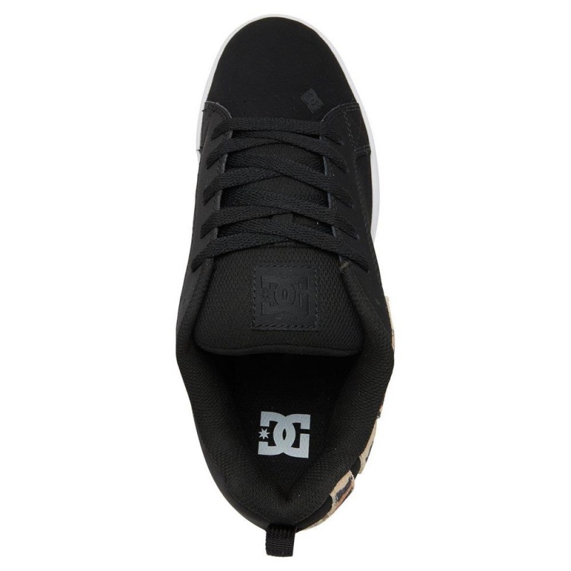 DC Shoes Court Graffik Naisten Skeittikengät Mustat Leopardi | PUBM-50891