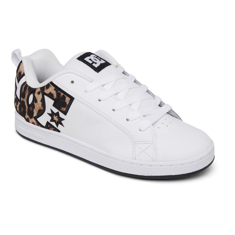 DC Shoes Court Graffik Naisten Skeittikengät Valkoinen Leopardi | RULY-72419