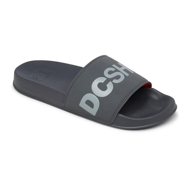 DC Shoes Slides Miesten Sandaalit Harmaat Punainen | WYLU-21063